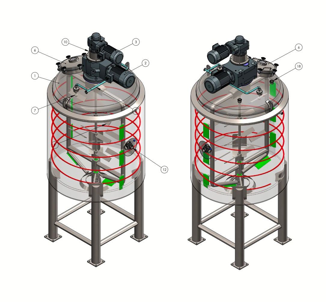 2000L pressure vacuum contra mix tank wire drawing